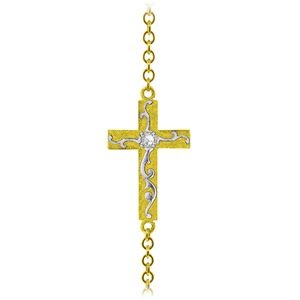 14K SOLID GOLD CROSS BRACELET WITH NATURAL DIAMOND